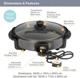 40cm Multi-Function Electric Cooker Pan with Lid – Non-Stick Aluminium Electric Frying Pan with Thermostat Control